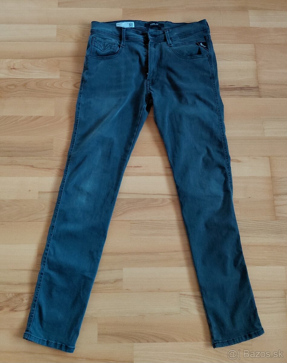 Replay šedé hyperflex slim fit - 2