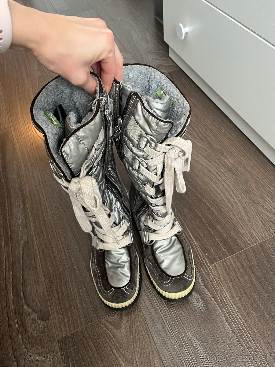 Tammaris damske vysoke zateplene cizmy snehule 39 strieborne - 2