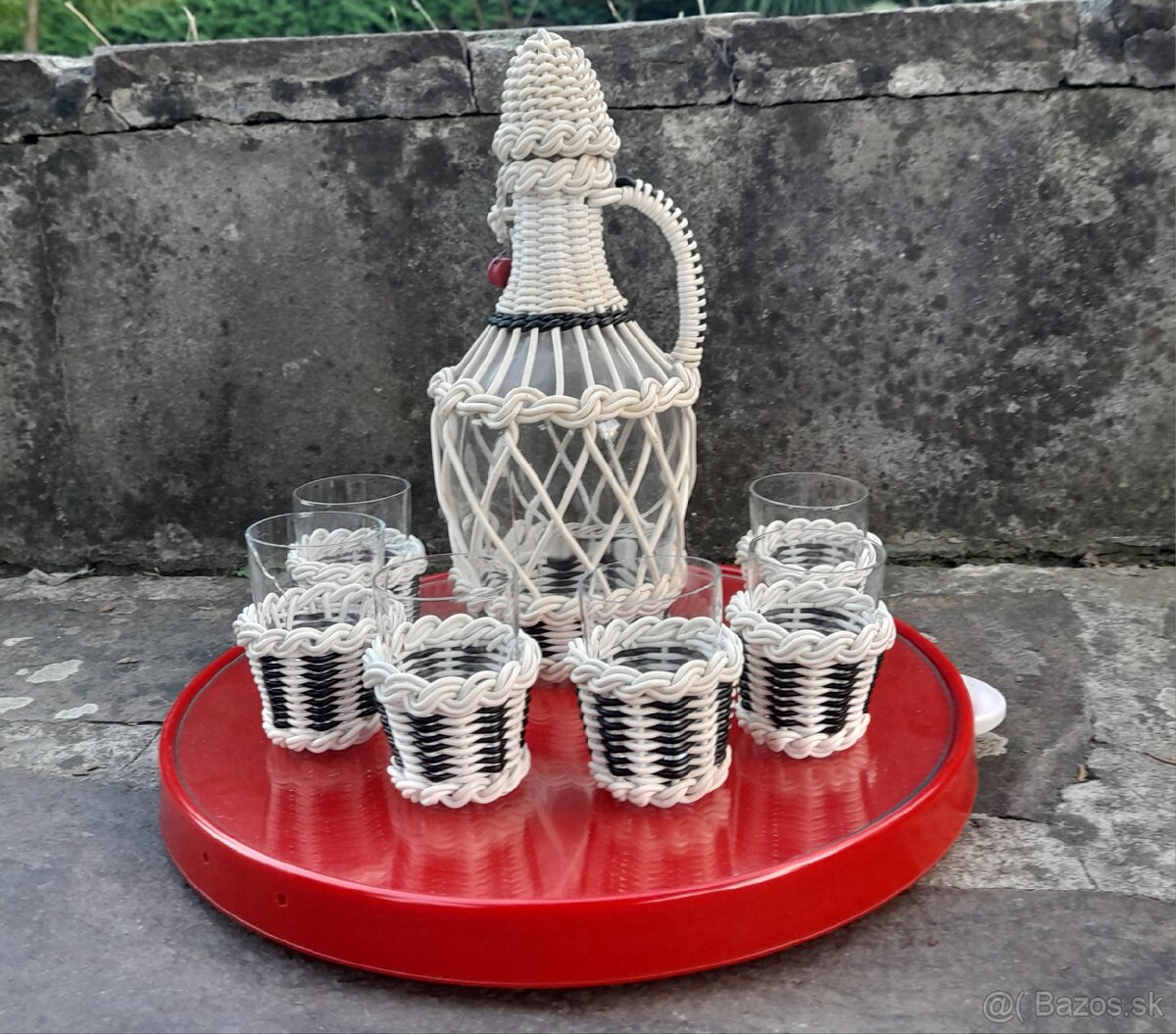 Retro malý demižón s pohárikmi - 2