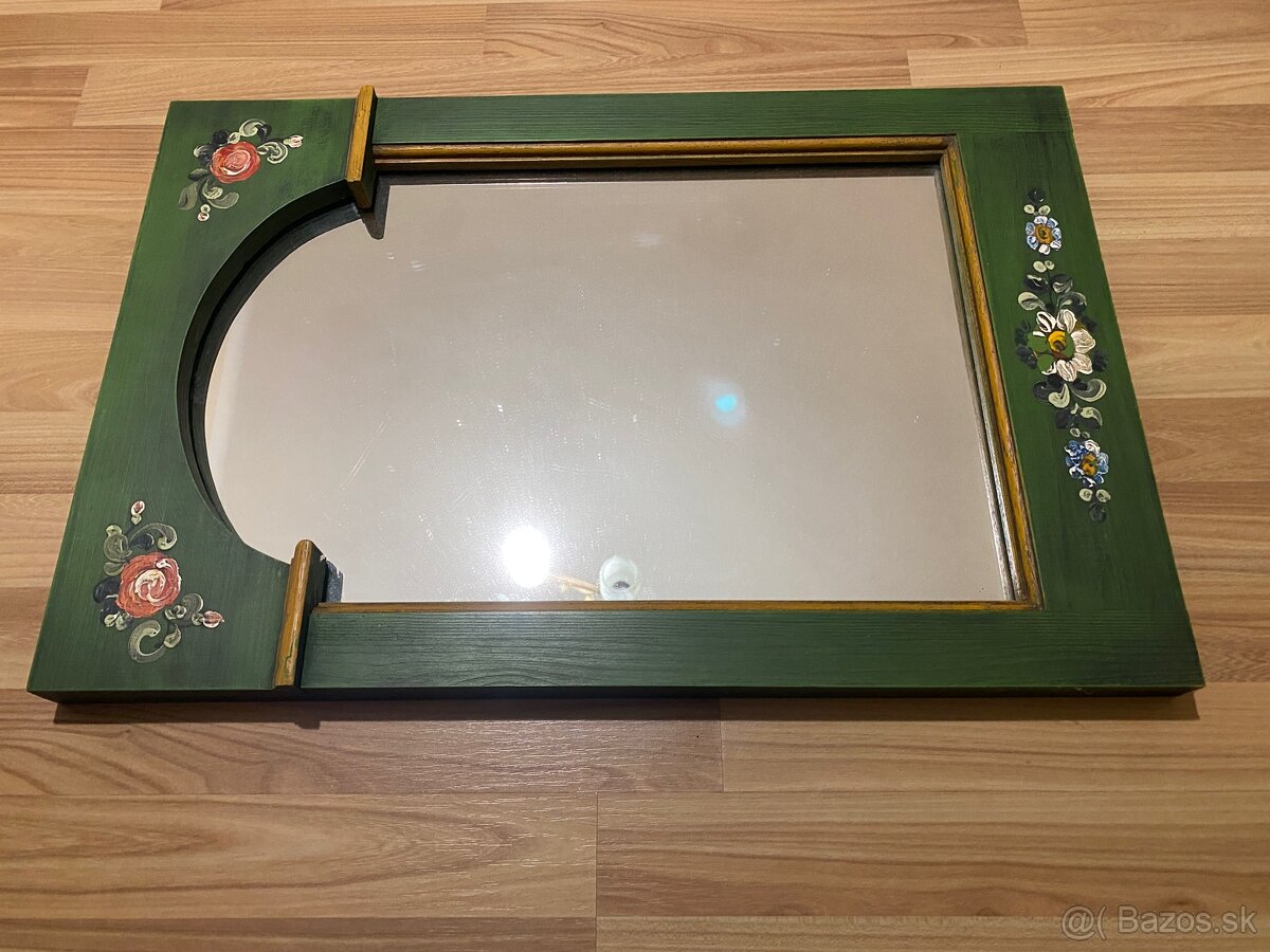 Starožitne ručne maľované zrkadlo Ľudový motív . - 2