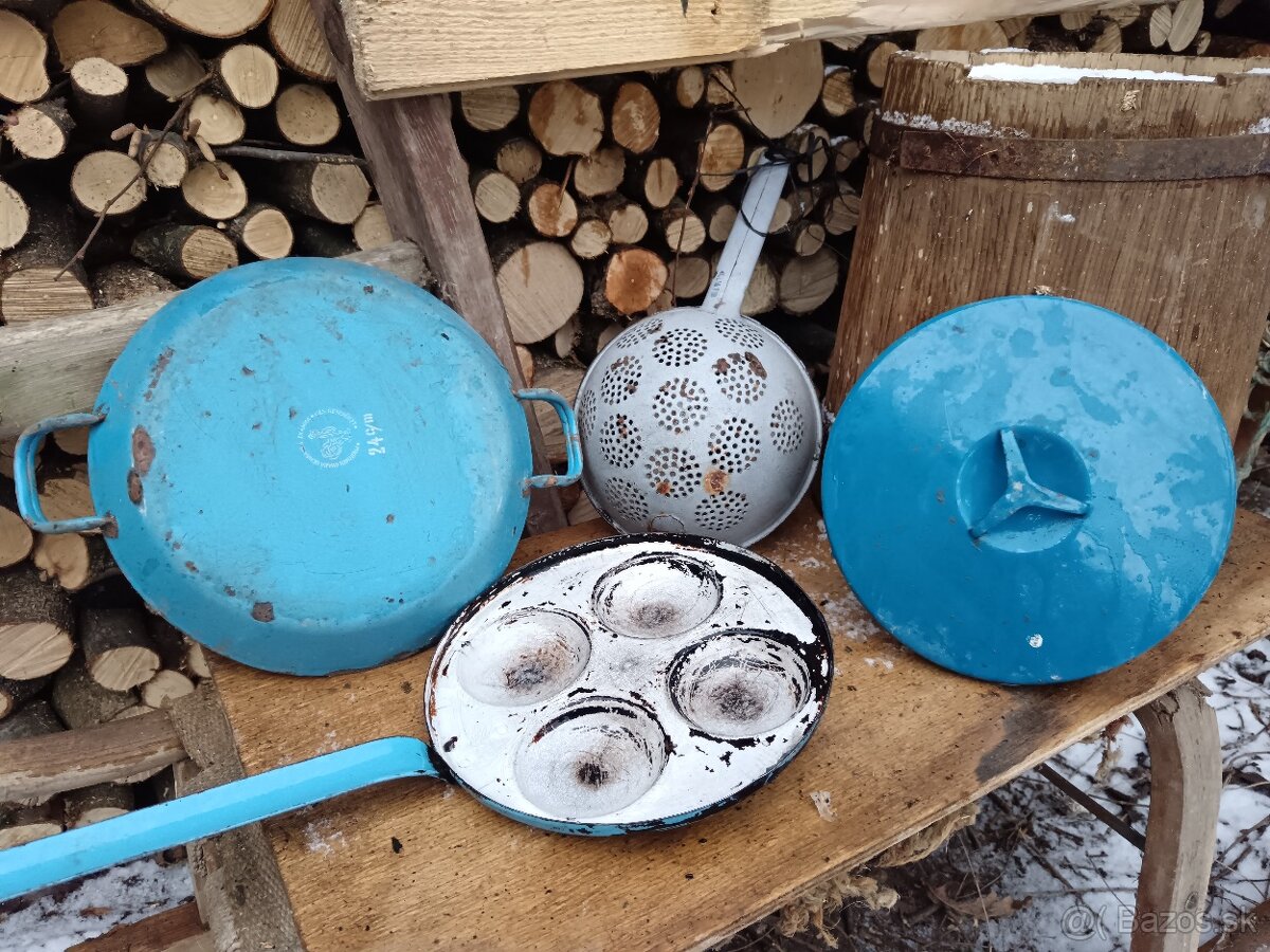 Starý modrý smalt - rôzne nádoby - 2