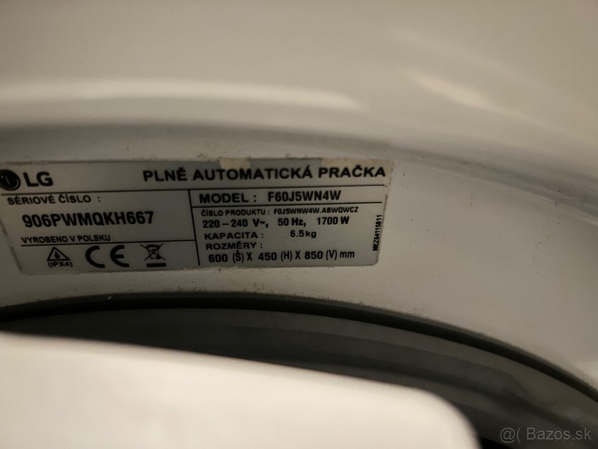 Práčka LG F60J5WN4W - 2