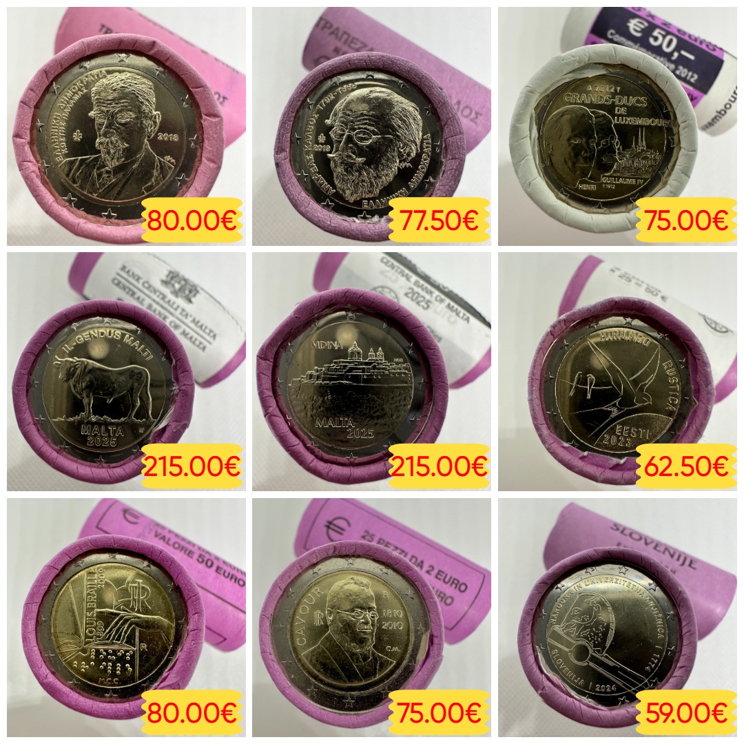 2 euro rolky mincí - 2