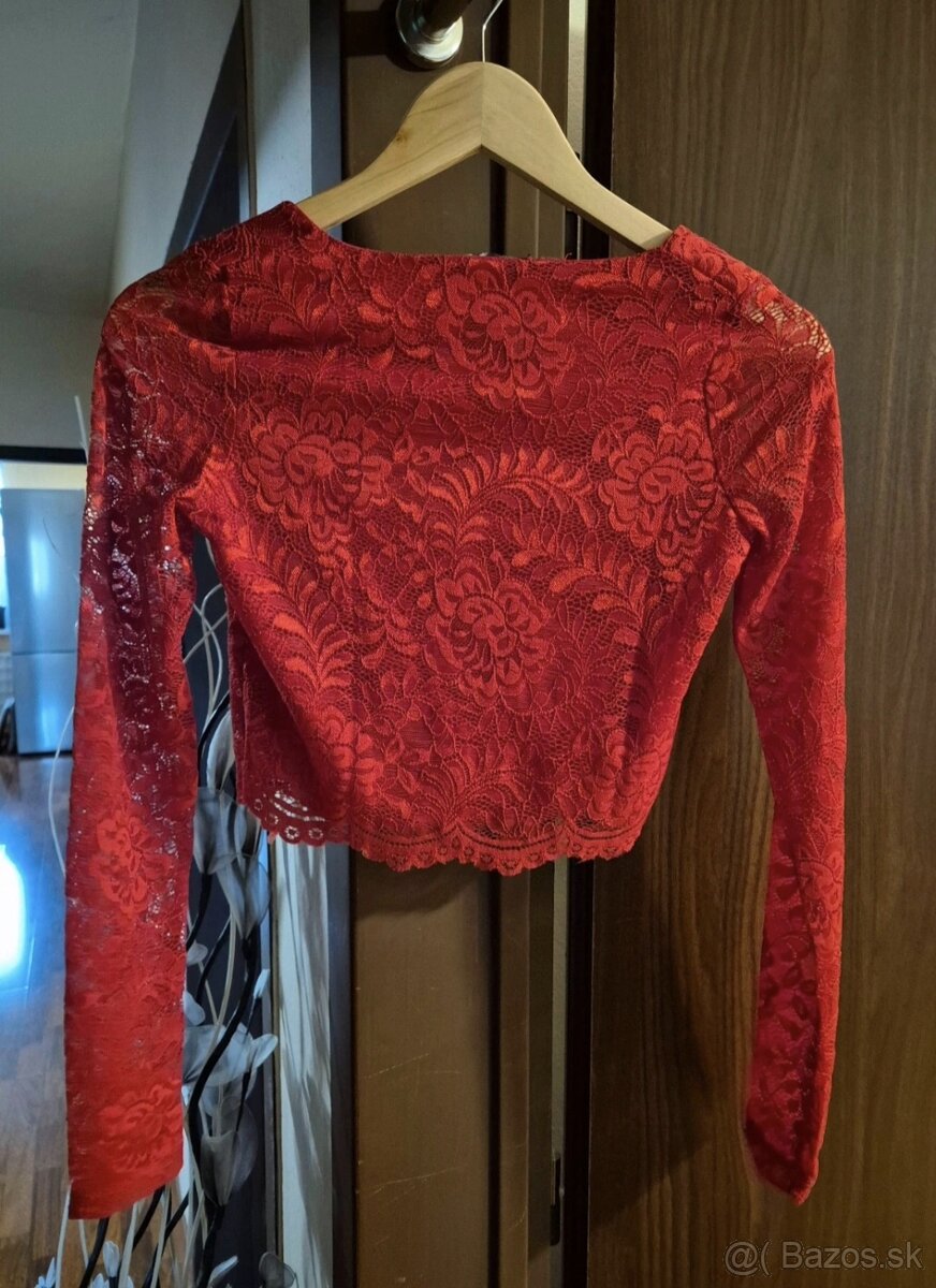 Croptop dlhý rukáv čipkovaný - 2