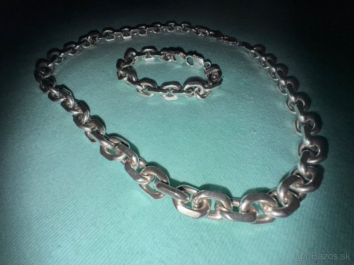 Strieborná retiazka a náramok vzor pilka - 2