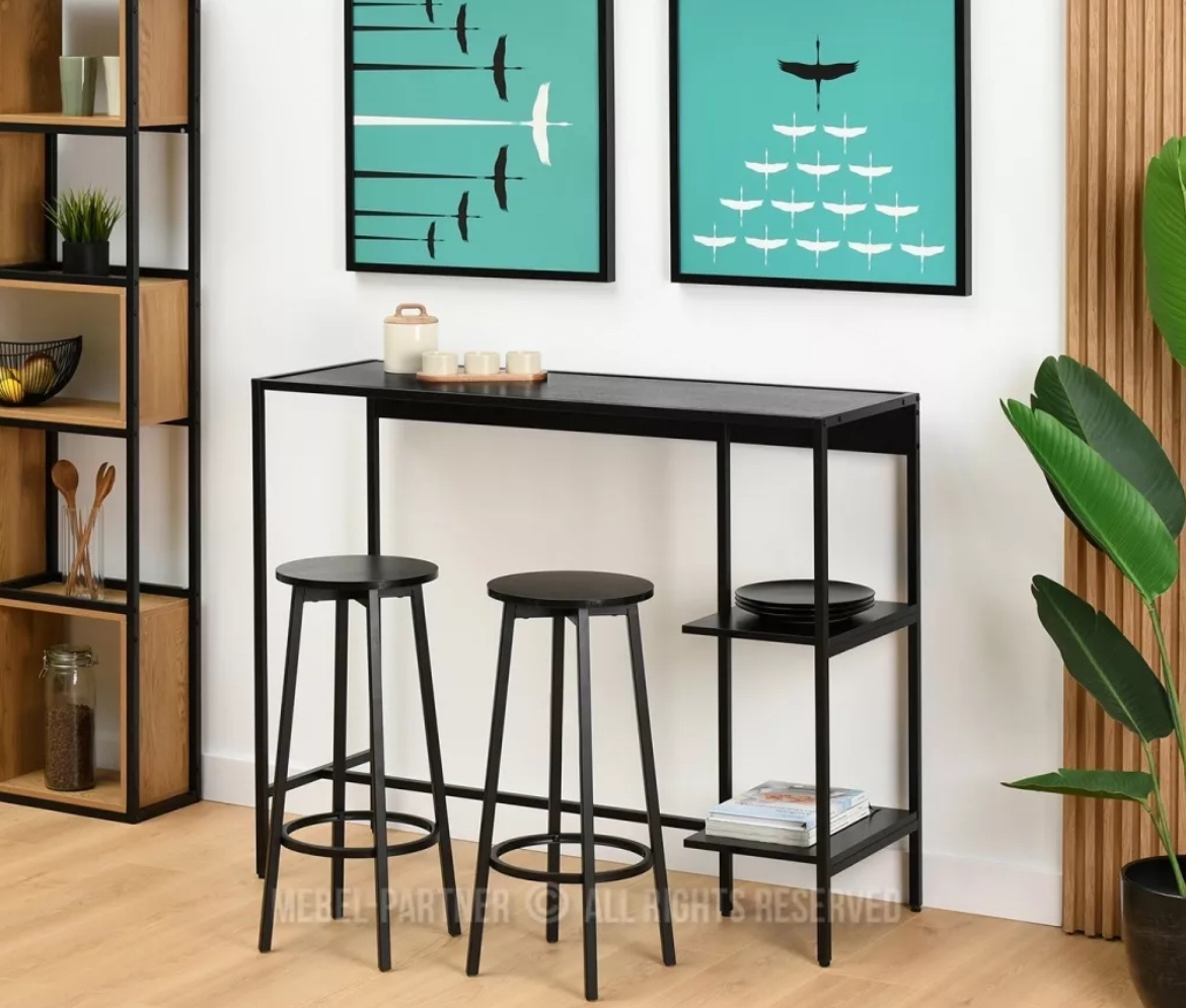 Ocelovy barovy stol a stolicky - 2