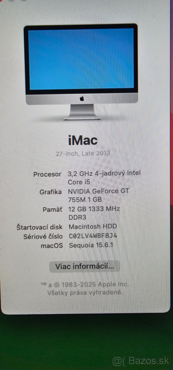 Apple IMac 27" late 2013 macos Sequoia + win 11 - 2