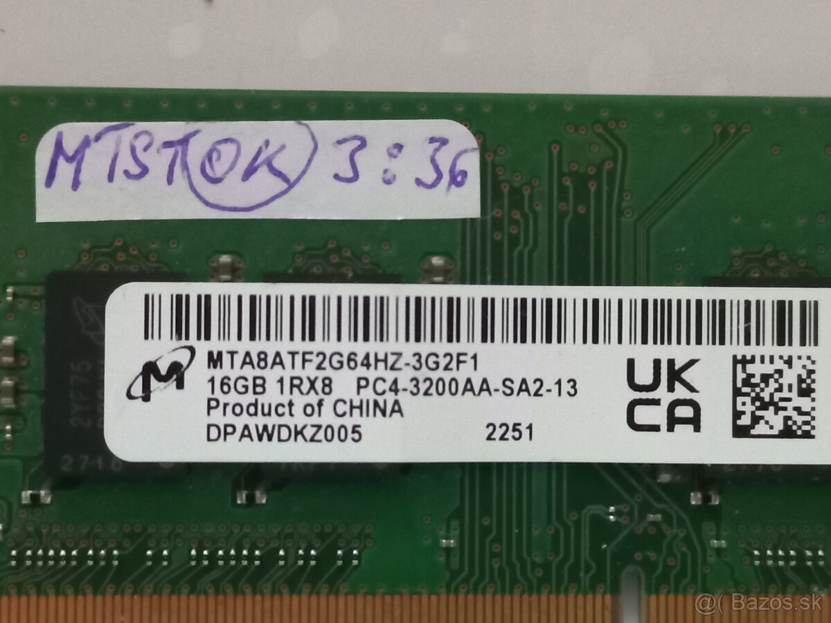 RAM 16GB DDR4 SODIMM MICRON PC4-3200A - do notebooku - 2