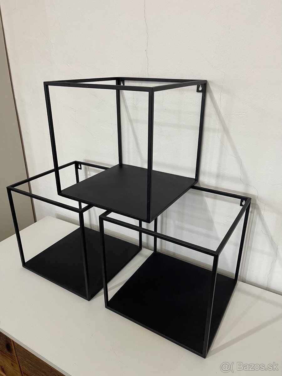 Kovové nástenné police 30×30×30 cm – industrial - 2