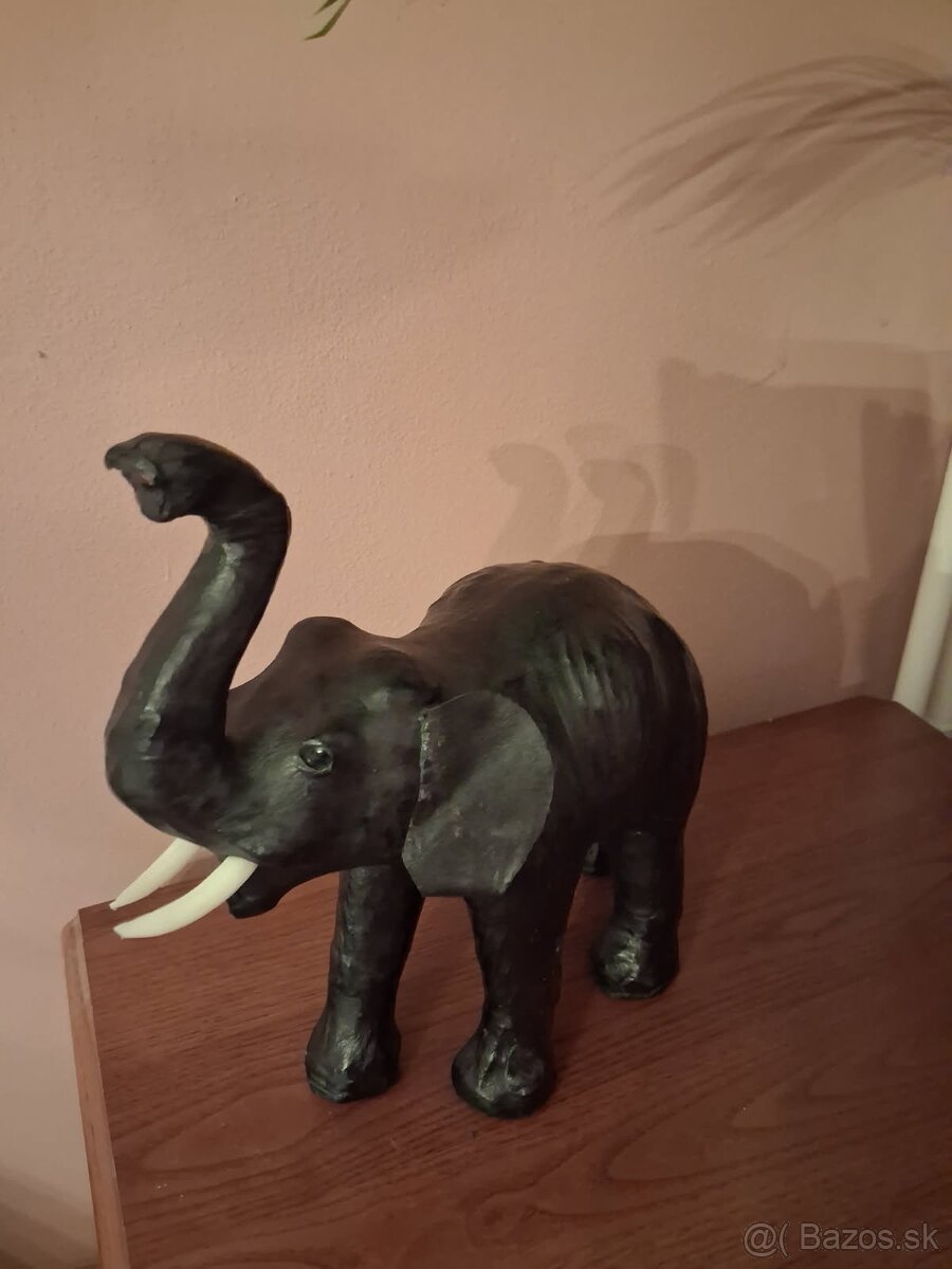 Vintage kožená socha slona/Kenya - 2
