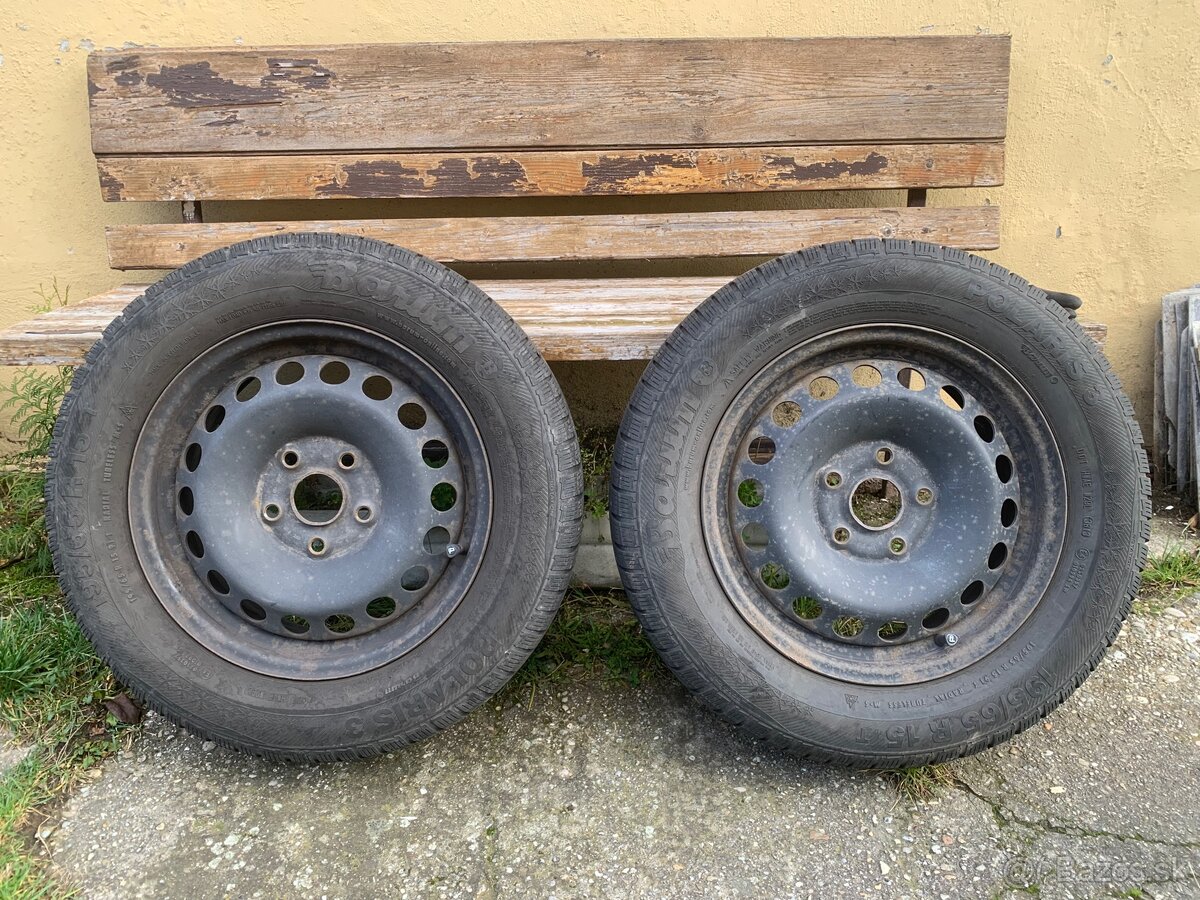 Plechové disky 15”, 5x112, 6Jx15 H2 ET47, pneu 195/65 R15 - 2