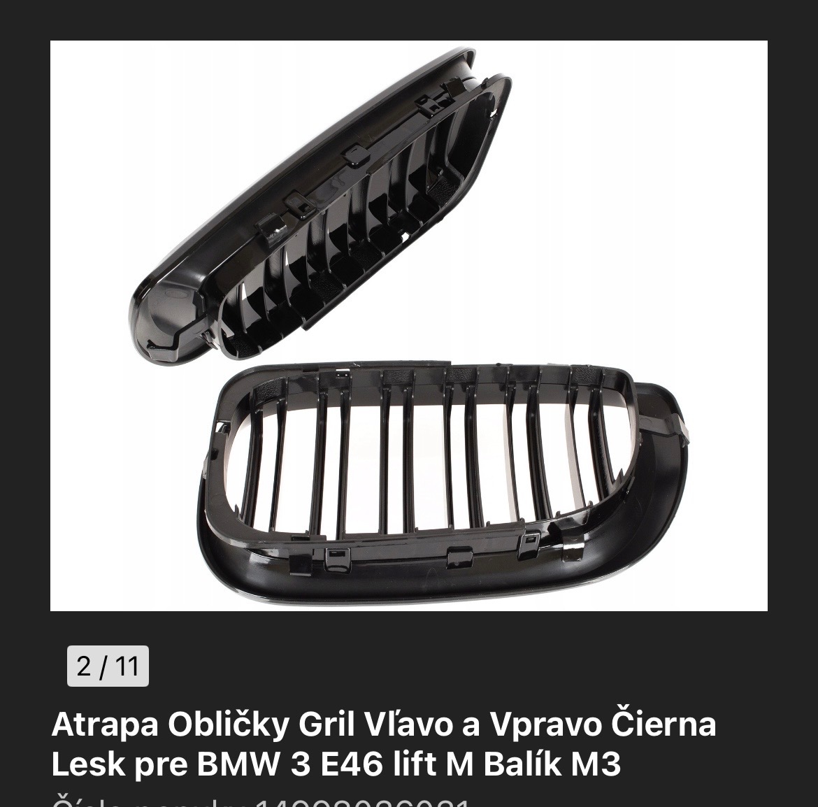 BMW e46 m3 predná maska - 2