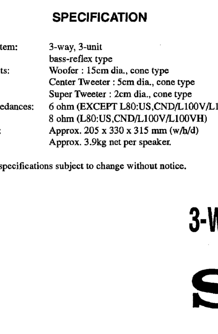 Sony SS-L80 60w RMS Bass reflex - 2
