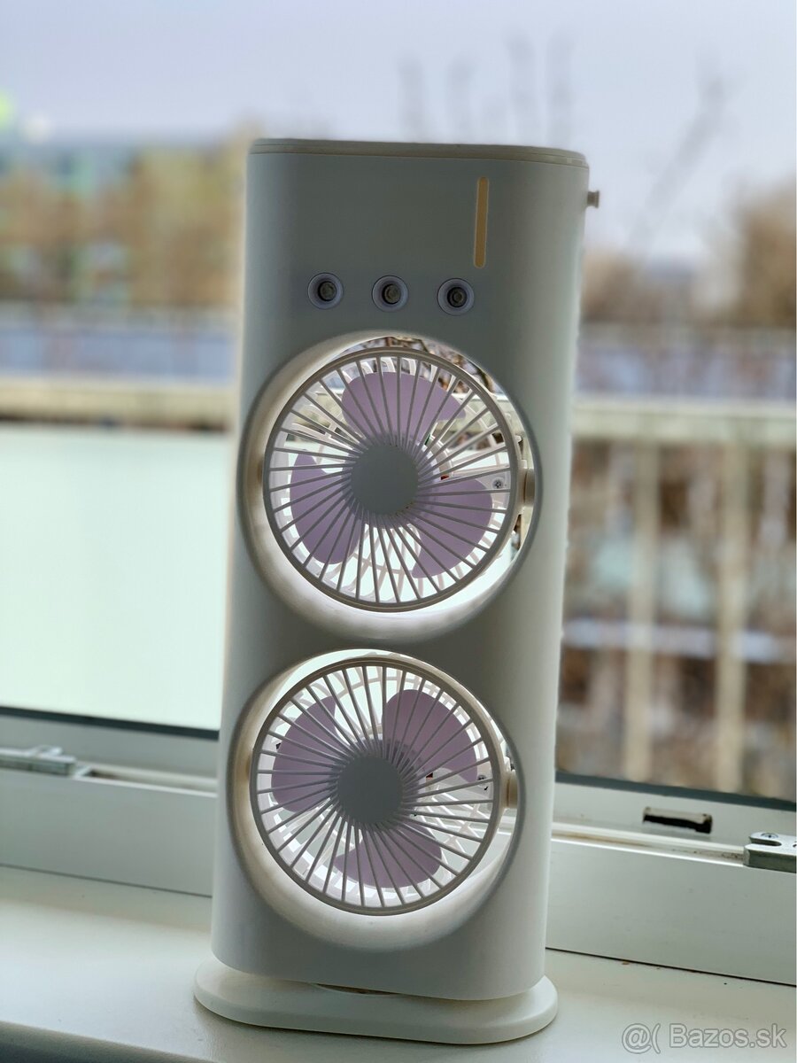 Mini USB ventilátor s 2 ventilátormi (tichý, LED) - 2