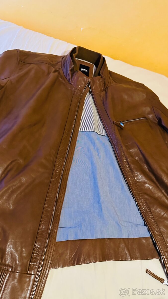 Pánska kožená bunda Boss Hugo Boss 58 Originál - 2
