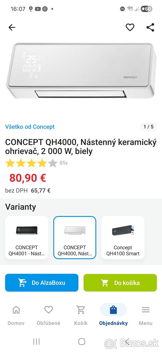 Predám nástenný keramický ohrievač Concept QH4000 – 2000 W - 2