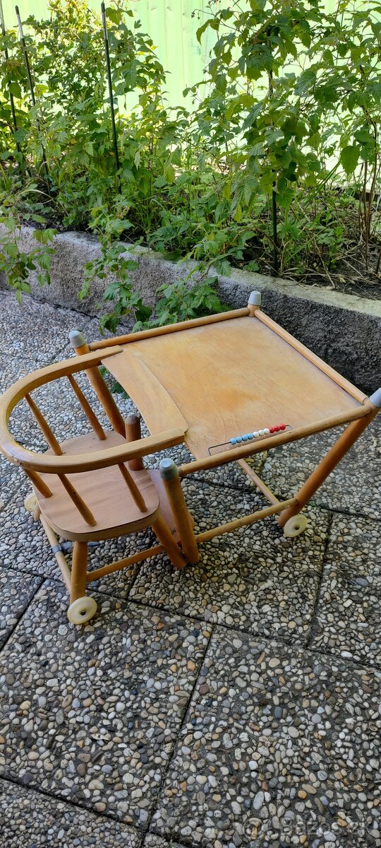 Retro rozkladacia detská stolička/stolík - 2