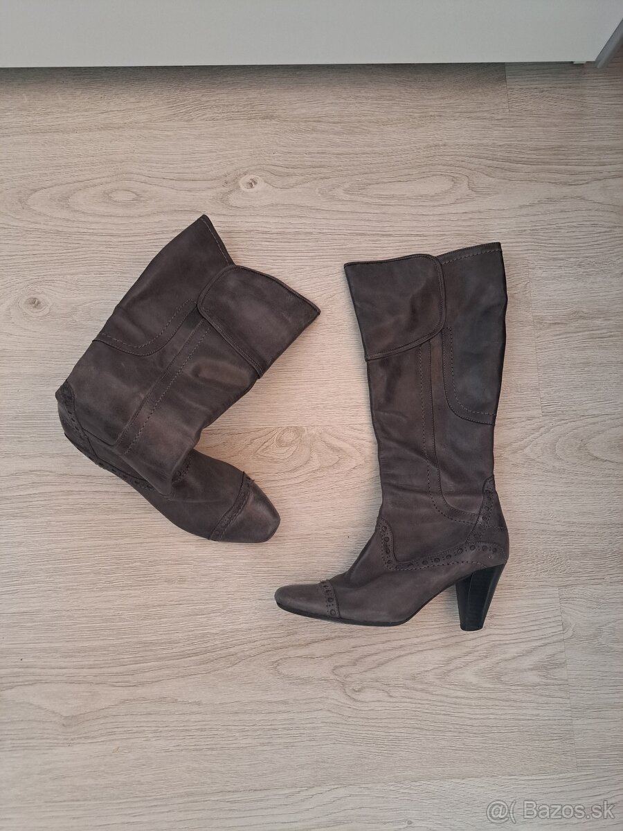 Šedé celokožené čižmičky - 2