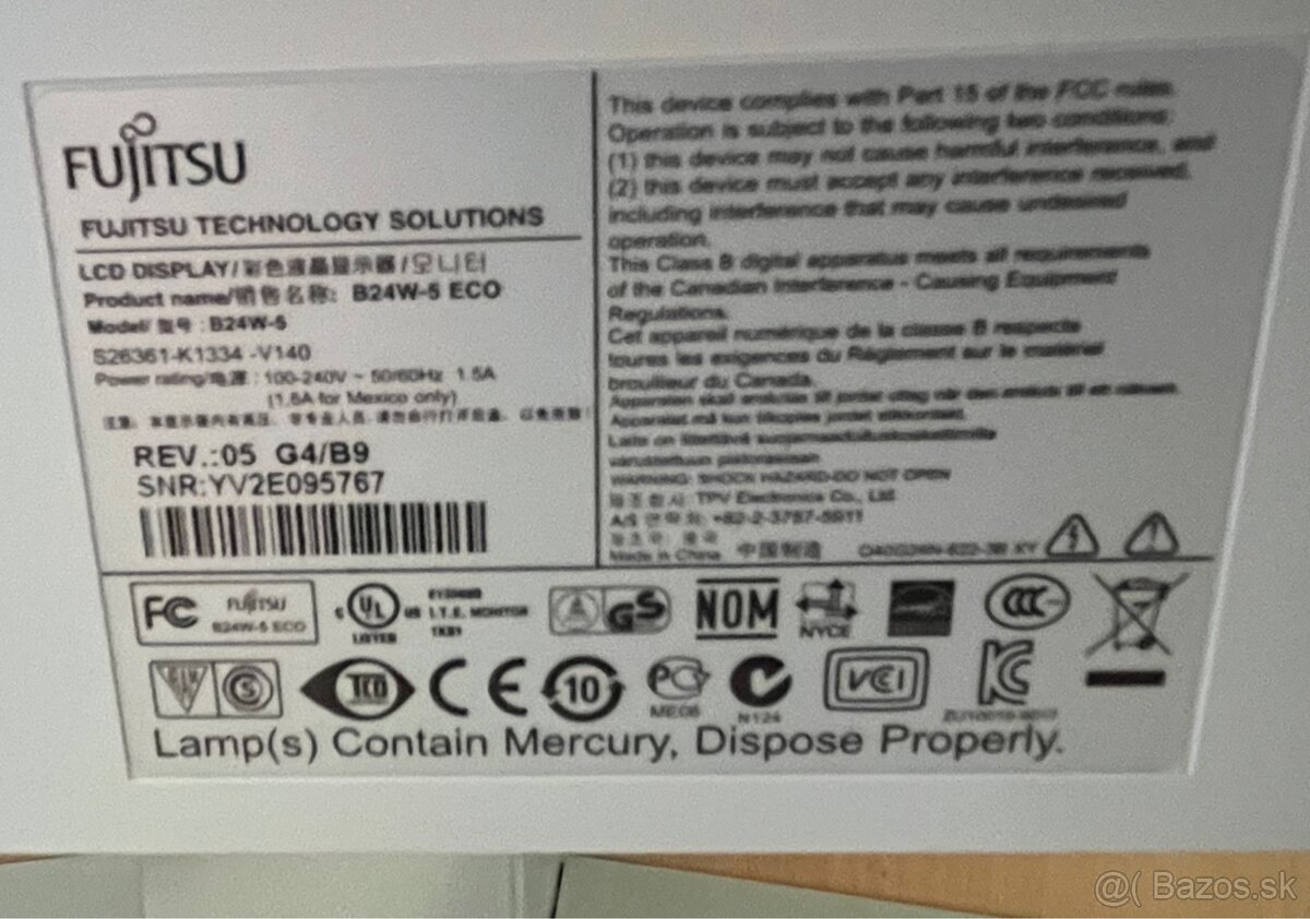 Monitor Fujitsu B24W-5 ECO 24" - 2