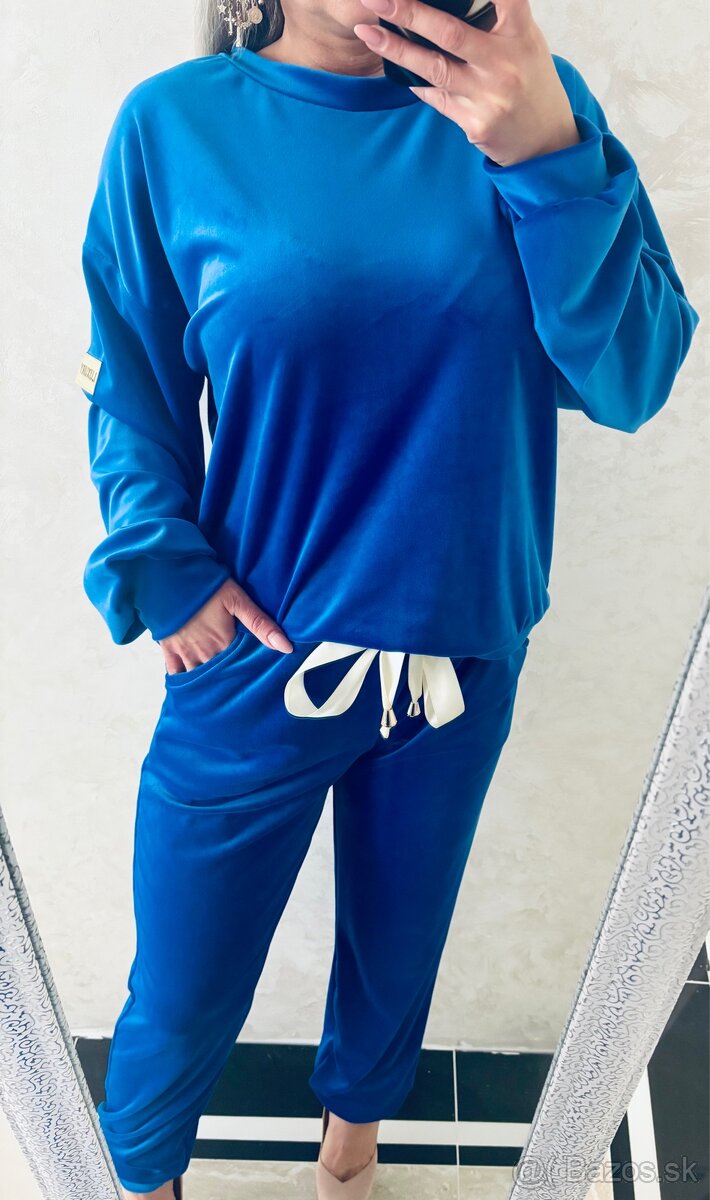 Damska talianska velurova suprava royal blue - 2