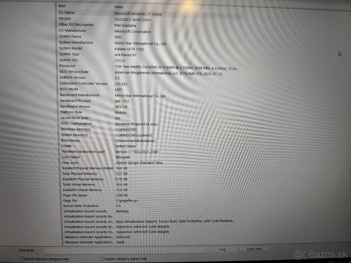 MSI Katana GF76 11UC - 2