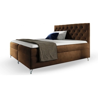 Postel boxspring VINTAGE hnedá s nočnými stolíkmi a boxom - 2