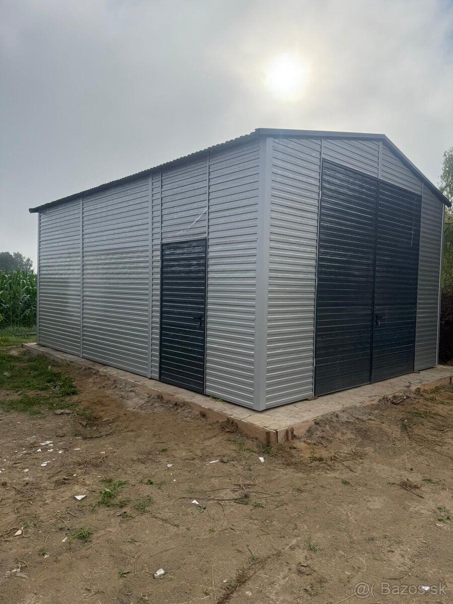 NOVÁ PLECHOVÁ HALA 5×6 M – SEDLOVÁ STRECHA MPH 015 - 2