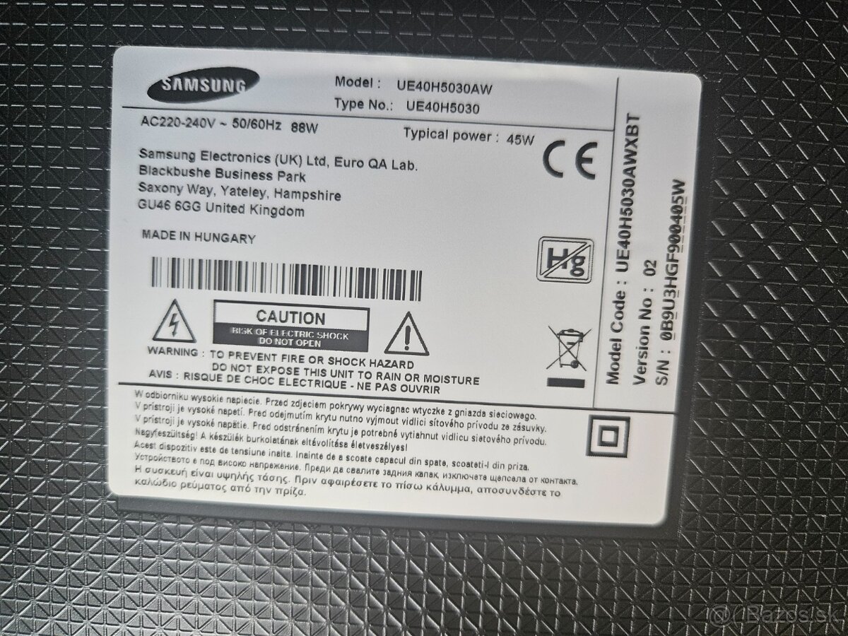 NEFUNKCNY samsung UE40H5030AW - 2