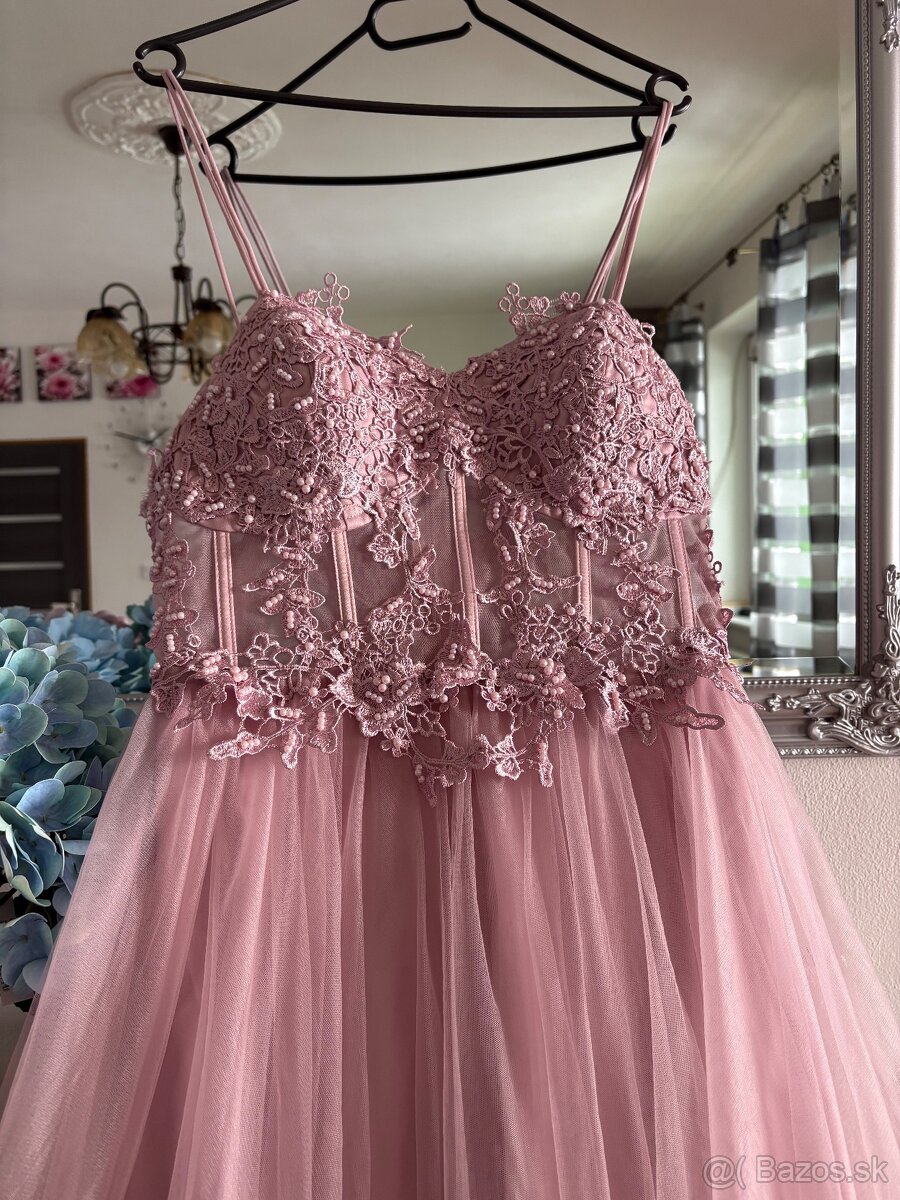Ružové spoločenské šaty 40/L - 2