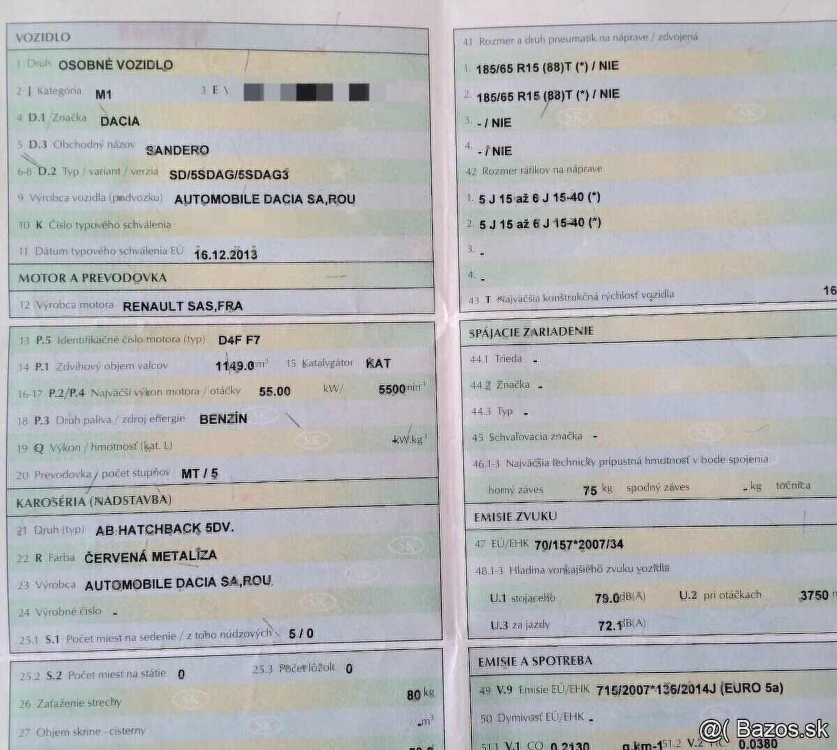 DACIA SANDERO 1.2 2014 predám DVERE, MOTOR D4FF7, PREVODOVKA - 2