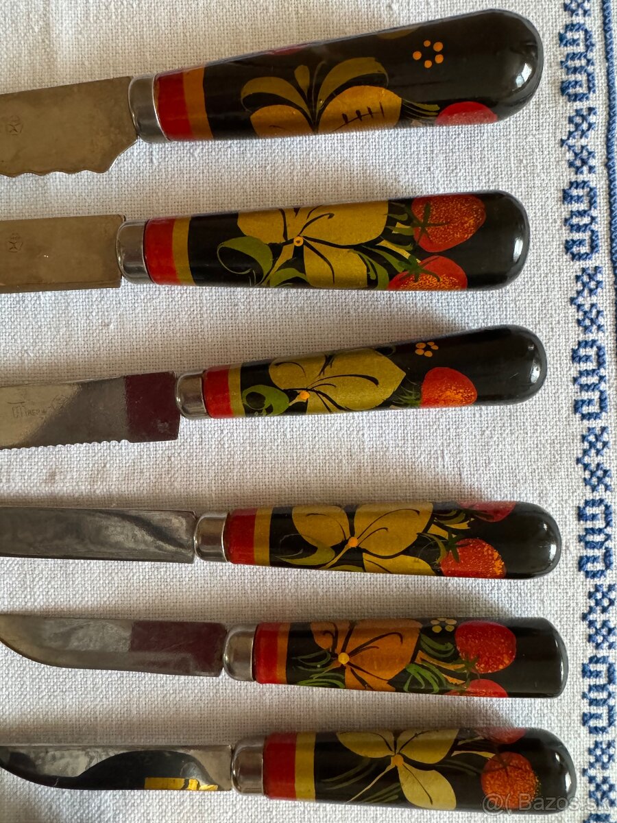 Sada retro kuchynských nožov s maľovanými rúčkami - 2