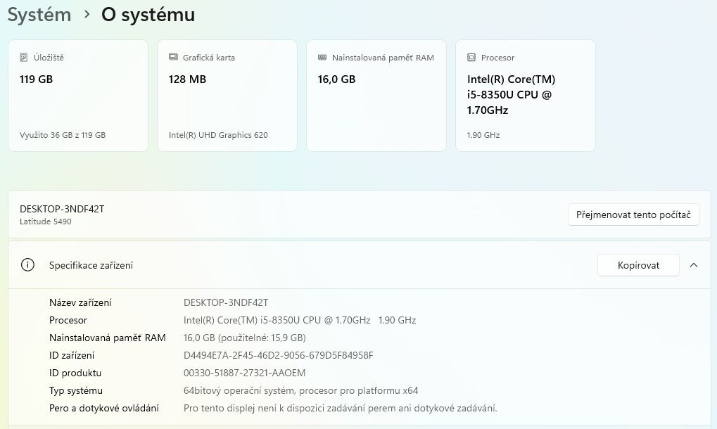 ▼DELL Latitude 5490 - 14" / i5-8350U / 16GB / SSD / ZÁR▼ - 2