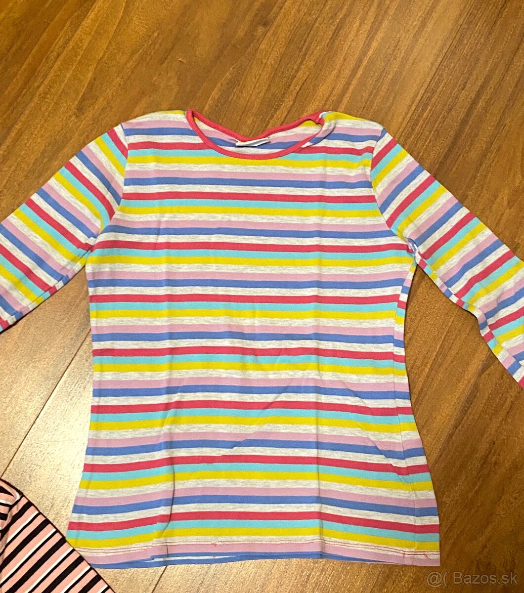 3 pruhované tričká v. 146-152 cm - 2