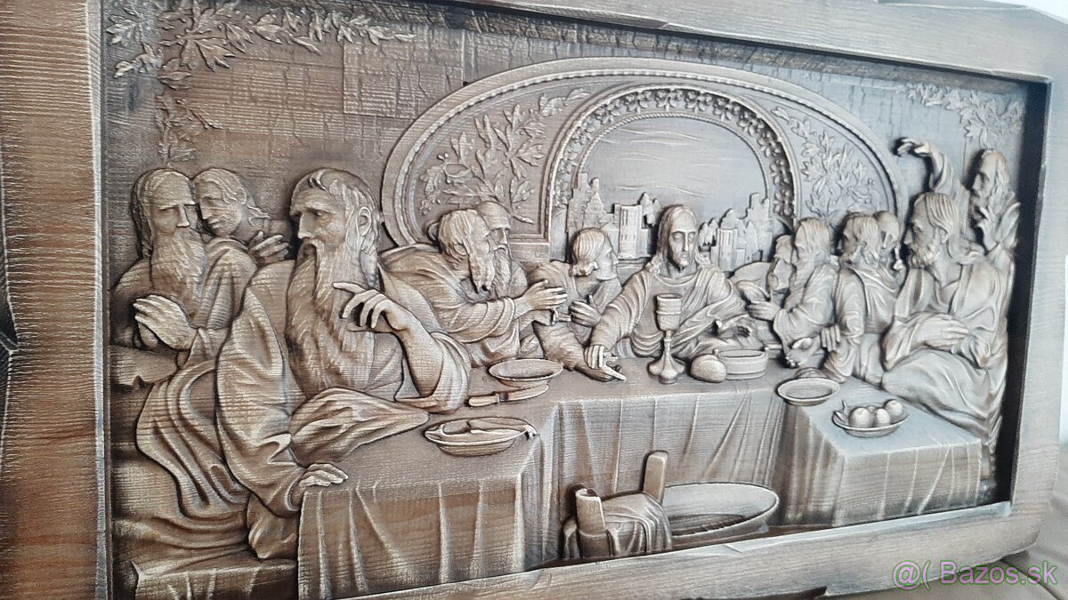 Drevený obraz Posledná večera 73×44cm - 2
