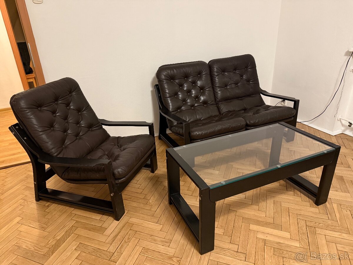 Kožená sedadia súprava a stolík - 2