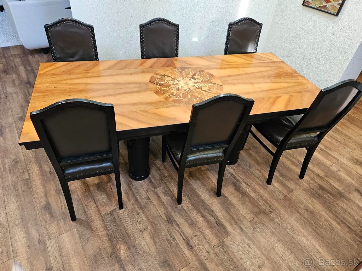 Kožené stoličky a stôl z masívu - 2