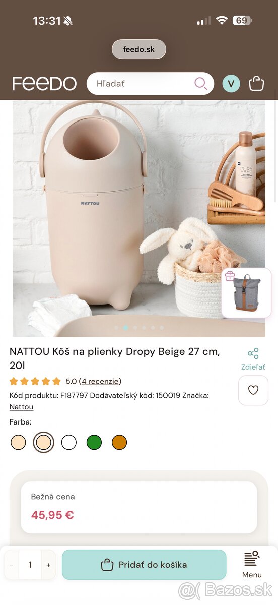 Kos na plienky nattou - 2