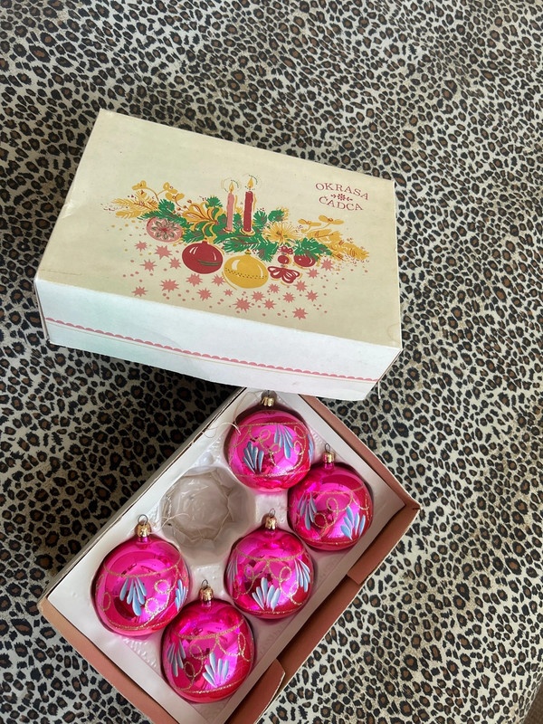Retro vianočné gule 5ks/ Okrasa Čadca č.11 - 2