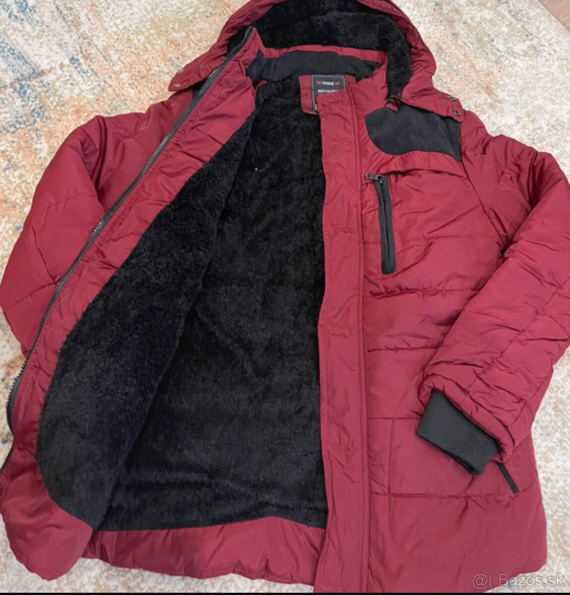 Pánska, zateplená budna, bordovej farby, veľ M - 2