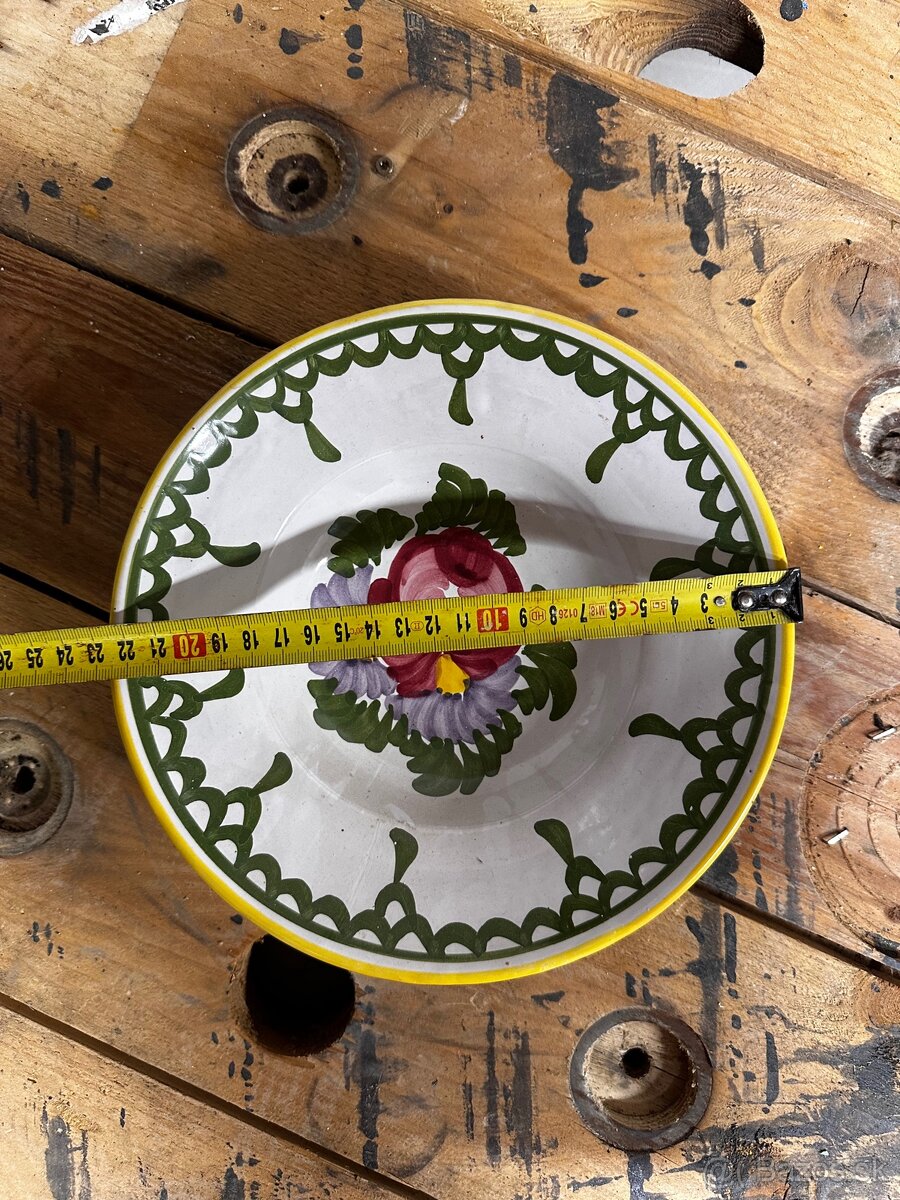 Vintage ručne maľovaný keramický tanier - 2