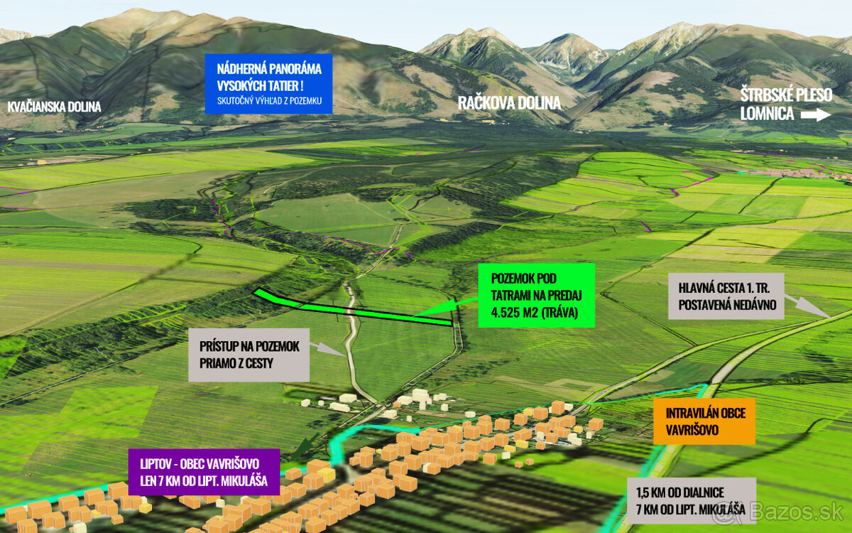 4525m2 POZEMOK Liptov – TATRY pri OBCI, pod LESOM - 2x POTOK - 2
