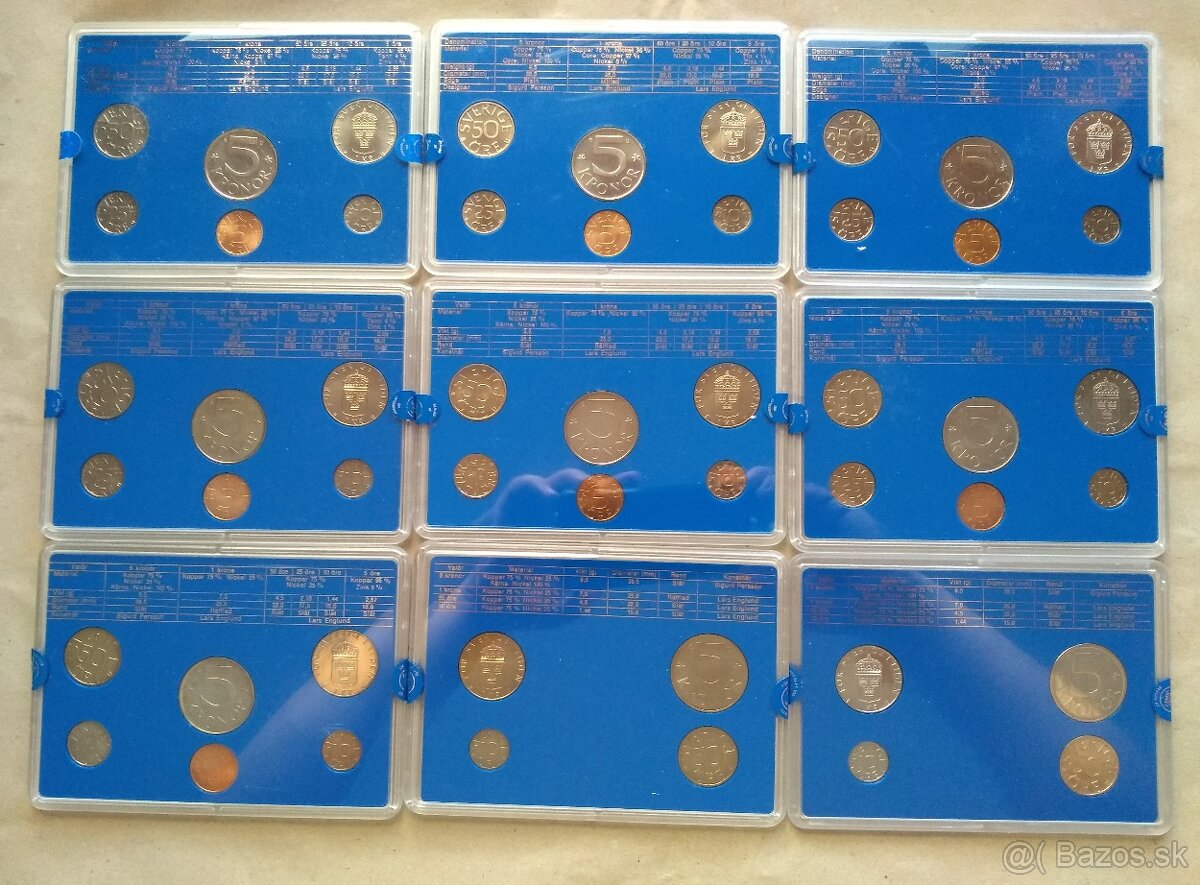 Švédske a Nórske sady mincí - 2