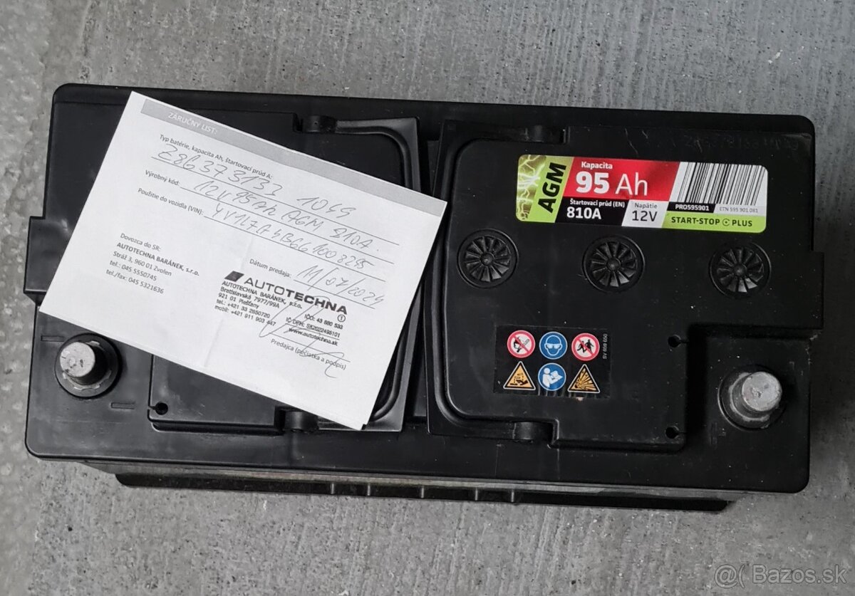 Autobateria AGM stop start gelova, ešte v zaruke 8 mesiacov - 2