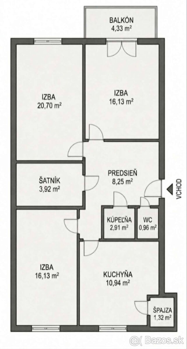 Svetlý veľkometrážny trojizbový byt s balkónom a šatníkom - Widok 2