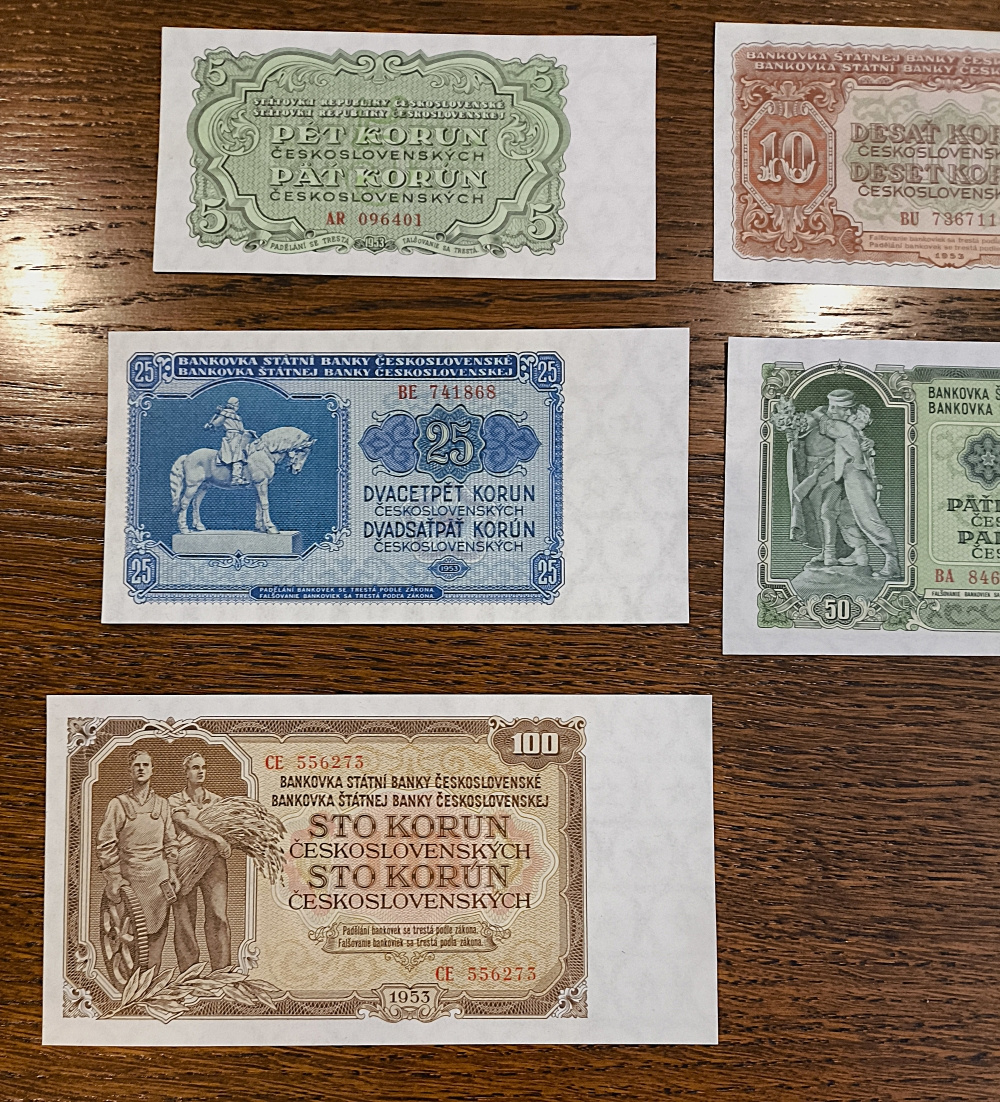 ☀️ BANKOVKY z obdobia ČESKOSLOVENSKA rok 1953, UNC sada☀️ - 2