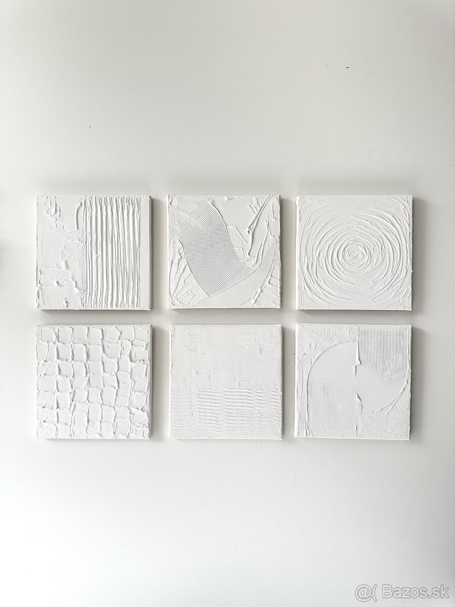 3D Minimalistické Boho plastické biele obrazy - 2