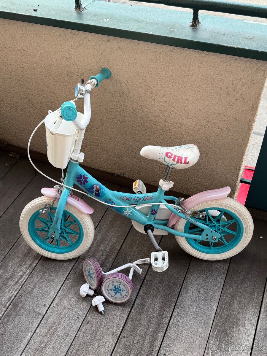Detský dievčenský Elsa Frozen bicykel s pomocnými kolieskami - 2
