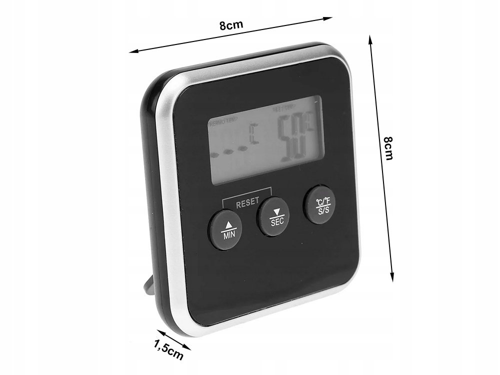 Digitálny, kuchynský, vpichový teplomer, udiareň, gril - 2