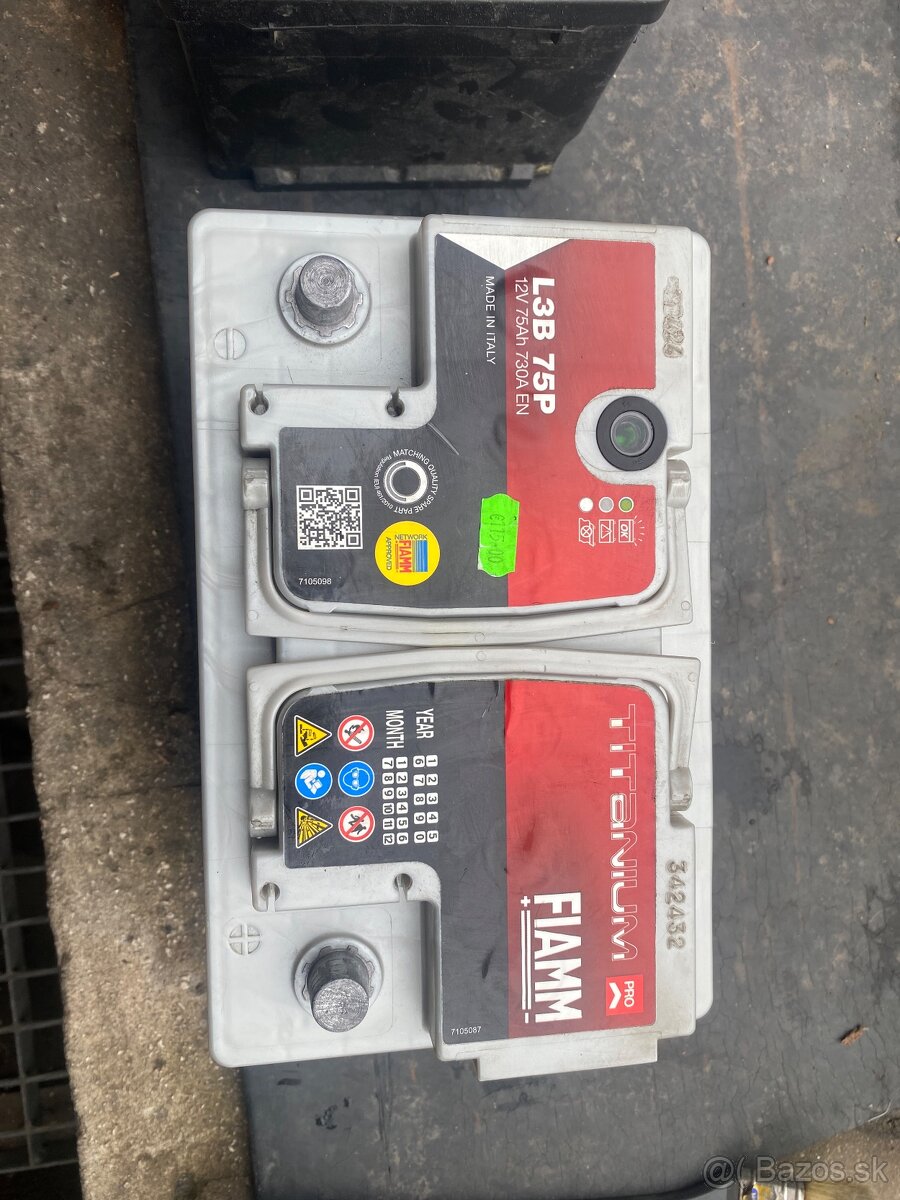 Predám 2ks akumulátor autobatériu 12V 75Ah - 2