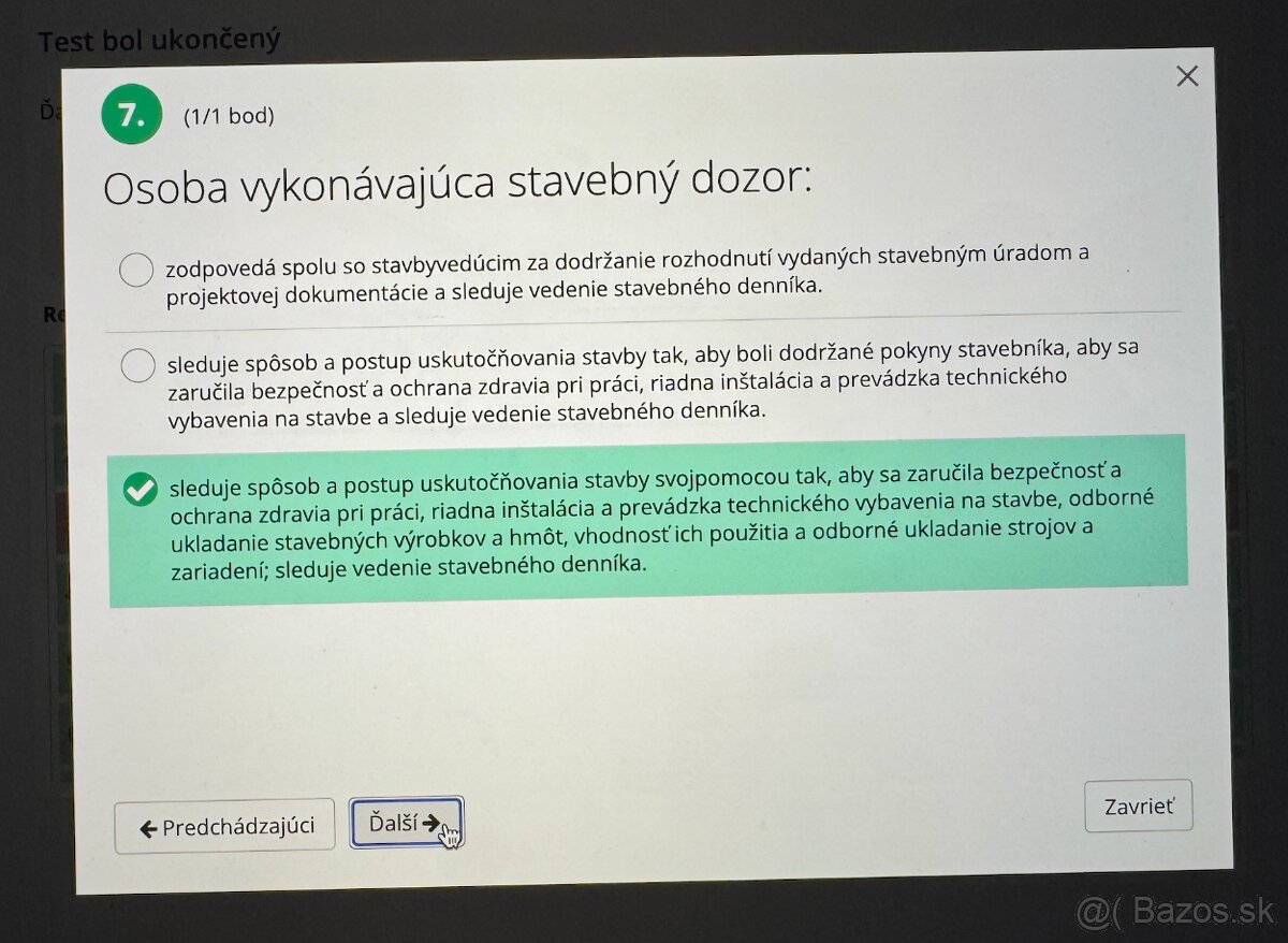 Otázky, testy, katalóg prác – Stavebný dozor / Stavbyvedúci - 2